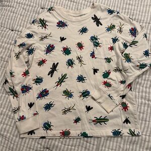 Hanna Andersson White and Red Long Sleeve Tee with Insect Designs